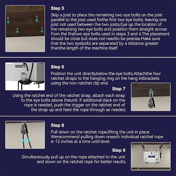 BaseAire Dehumidifier Hanging Kit for Crawl Space & Basement Dehumidifiers Airwerx 35P/55/ 65X/ 90/ 90X/ 100X/ 120X, Easy Way to Raise and Lower Dehumidifier, Helps Reduce Noise and Vibration of the - Image 6
