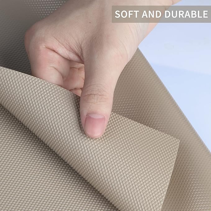 Kitchen Shelf Liner Drawer Liners, Non-Adhesive Refrigerator Liners Waterproof Fridge Mats with Strong Durable Kitchen Cabinets Mat for Drawers, Shelves, Pantry Khaki - Image 2
