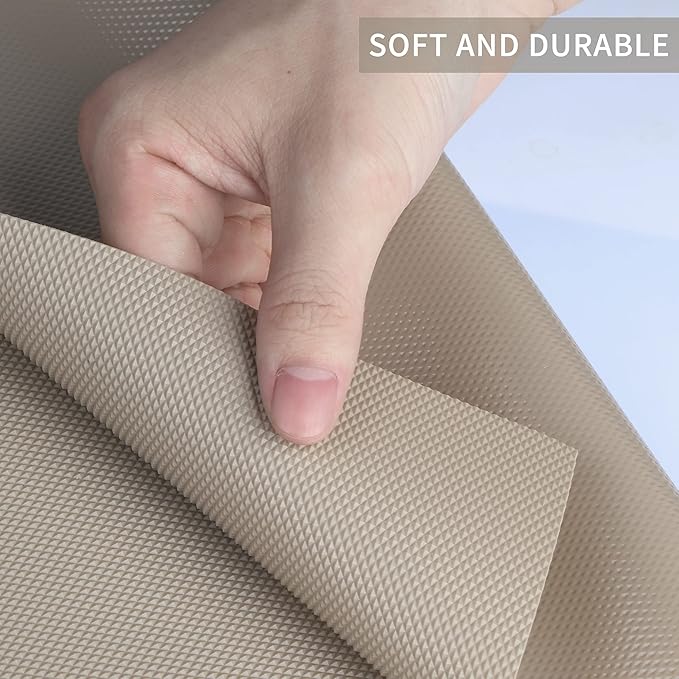 Kitchen Shelf Liner Drawer Liners, Non-Adhesive Refrigerator Liners Waterproof Fridge Mats with Strong Durable Kitchen Cabinets Mat for Drawers, Shelves, Pantry Khaki - Image 2
