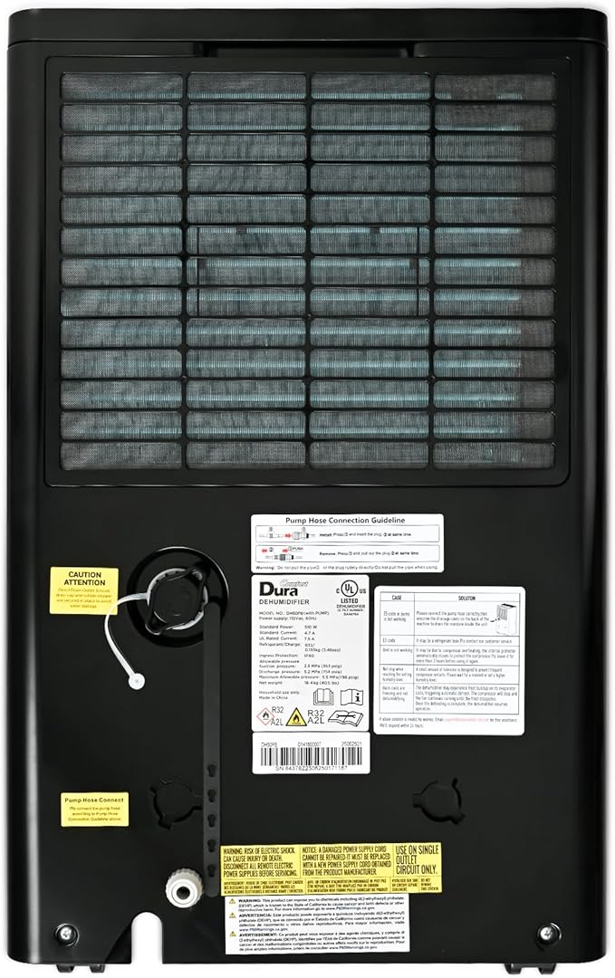 DuraComfort 50 Pint Dehumidifier, Built-in Pump, 4500 Sq Ft Coverage, Energy Star, Black - Image 3