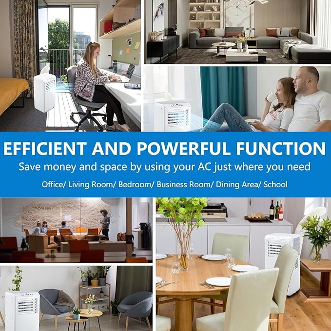 10,000 BTU Portable Air Conditioners - 3-in-1 Cooling, Dehumidifier & Fan for 450 Sq.Ft Rooms, Remote Control & Tool-Free Setup for Dorms, Offices, Homes - Image 7