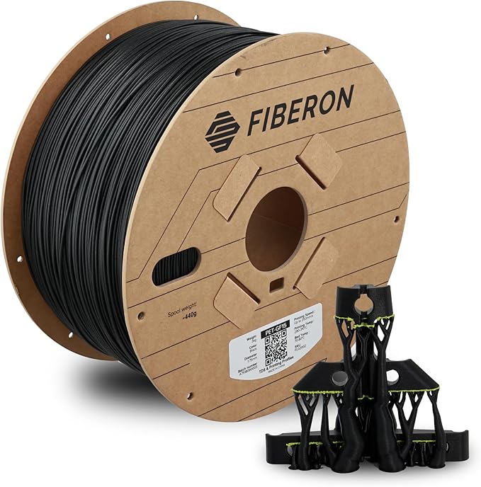 Polymaker Fiberon Black PET-GF15 3D Printer Filament 1.75mm 3KG, 15% Glass Fiber Reinforced, High Strength & Heat Resistance, Ideal for Automotive, Industrial & Functional Parts, AMS Compatible by Polymaker