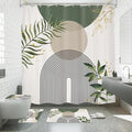 4 PCS Green Boho 72Wx72H Shower Curtain Set Abstract Gold Grey Modern Minimalist Bath Rug Toilet Lid Cover Nonslip U Shape Mat Quick Dry Rubber Backed Dirt Resistant Accessories Bathroom Decor by MitpokBrand