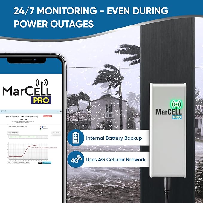 MarCELL PRO - Professional Level Remote Temperature, Humidity & Power Monitor - No WiFi Needed (Uses AT&T Network) - RV, Network Room, Freezer, Home - Instant Phone Call Alerts - Made in The USA - Image 3