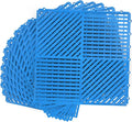 MYFAMIREA Modular Interlocking Cushion 12 Pack 11.8" x 11.8" Rubber Floor Tiles Non-Slip Splicing Drainage Mats for Deck, Pool, Shower, Patio, Balcony, Bathroom, Kitchen, Yard (Diagonal, Blue) by MYFAMIREA