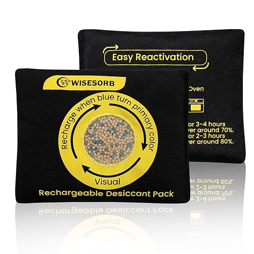 500g Reusable Molecular Sieve Desiccant Packs – Rechargeable Dehumidifier with Color Indicator for Storage, Gun Safes, Electronics, 3D Printing Filaments, Closets, Cars [2 Pack] by Wisesorb