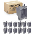 (12 Pack) Airmont Products 14 in. Old Work Electrical Box, 1-Gang 14 Cu in Non-Metallic PVC Outlet Box for Drywall, Remodel Electrical Box with Built-in NM Cable Clamps, Grey PVC Old Work Outlet Box by AirmontProducts
