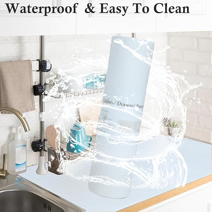 Cabinets Liner Non Slip Waterproof 12 Inch Wide X 20 Ft Non Adhesive Strong Grip Shelf Drawer Liners Anti Slip Pantry Refrigerator Shelves Mat for Bathroom Drawer Cupboard Closet - Image 3