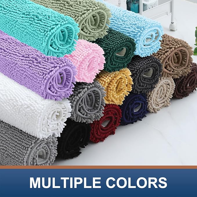 Smiry Luxury Chenille Bathroom Rugs 44x24, Extra Soft and Absorbent Shaggy Bath Mat, Machine Washable, Non-Slip Plush Carpet Runner for Tub, Shower, and Floor, Home Decor Accessories, Brown - Image 9