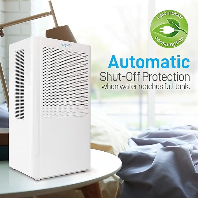 SereneLife Portable Electric Home Mini Dehumidifier - 322 Square Feet Quiet Compact Small Dehumidifiers For Home Closet Basement w/ 3L Water Tank Capacity, Removes Moisture - SereneLife PDUMID95.5 - Image 2