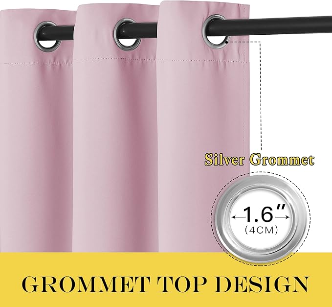 NICETOWN Bedroom Curtain Room Darkening Drapery - Home Fashion Microfiber Thermal Insulated Solid Grommet Room Darkening Curtain for Kitchen (Lavender Pink, 1 Panel, 52 inches Wide by 72 inches Long) - Image 3