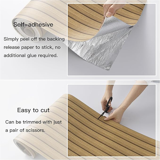 Peel and Stick PVC Slat Wall Panels, Wood Grain Self-Adhesive Soundproof Moisture-Resistant Paneling, 3D Faux Wood Panels for Bedroom Bathroom Walls & Ceilings 118"x15.75"(Light tan,13Sq.ft) - Image 6