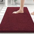 Smiry Luxury Chenille Bathroom Rugs 30x20, Extra Soft and Absorbent Shaggy Bath Mat, Machine Washable, Non-Slip Plush Carpet Runner for Tub, Shower, and Floor, Home Decor Accessories, Burgundy by Smiry