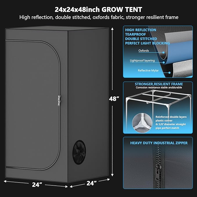 Upgrade Integrated Auto 2'X2' Grow Tent Kit Complete System, S1000 LED Grow Light, Grow Tent with 4“Ventilation Kit, Inline Fan&Carbon Filter, Irrigation Kit, Humidifier and Clip Fan - Image 5