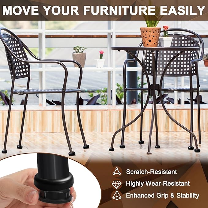 24 Pack 1-1/4" Wrought Iron Chair Leg Caps Heavy Duty Nylon Furniture Pads Round Chair Legs Feet Glides Floor Protectors for Outdoor Metal Chairs, Garden Patio Furniture, Table Feet - Image 4