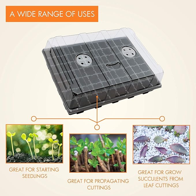 Gardzen Seed Starter Tray, 5 Pack Smiling Face Plant Germination Trays with Total 350-Cell, Seed Starter Kit with Humidity Vented Domes and Bases for Starting Vegetable Flower Herb Seeds 18" x 14" - Image 6