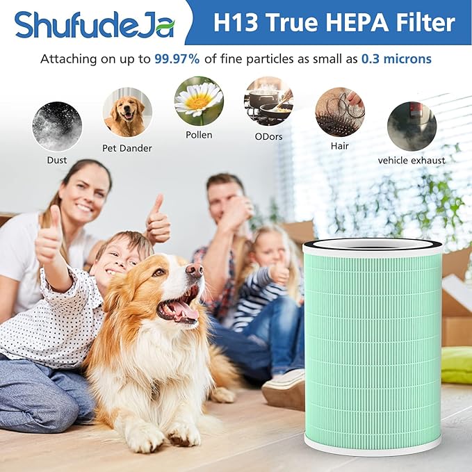 2 Pack True HEPA Filter, 4 in 1 Pet Replacement Filter, 360 4-Stage Filtration, Compatible With Afloia KILO, KILOPLUS, KILOPRO, MIRO, MIRO PRO, MORENTO MR-Kilo, Kalo Air Purifier, Green - Image 6
