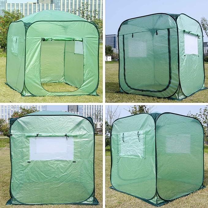 Porayhut Pop Up Greenhouse Tent,Portable X-Large Walk-in Flower House ,Indoor Outdoor Gardening Plant Sunshine Room with PE Mesh Cloth Cover for Protecting Plant from Cold Frost & Birds - Image 9