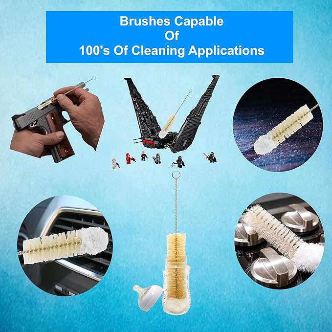 Bendable Bottle Brush Set - Soft Bristle Crevice & Small Cleaning Brushes for Narrow Spaces & Test Tubes - Image 5