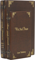 Deco 79 Wooden Decorative Box "War and Peace" Storage Faux Book Decorative Keepsake Boxes, Set of 2 Storage Boxes 11", 9"W, Brown by Deco79