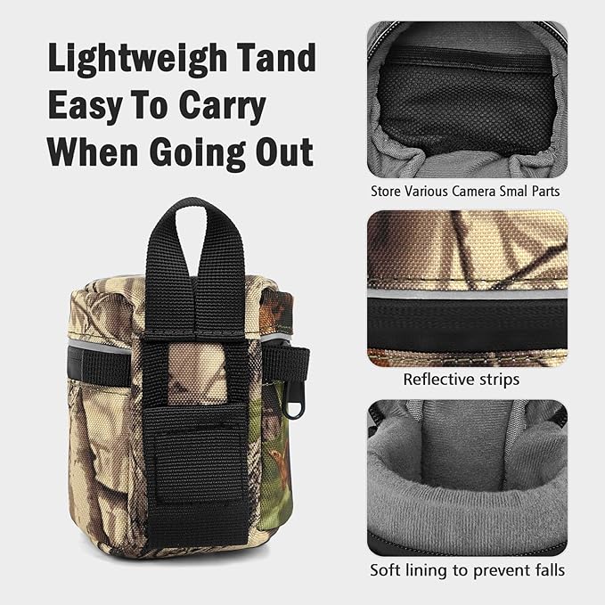 Camera Lens Case Lens Bag Compatible (3.15" x 3.15"(Nylon, Leaf)) - Image 4
