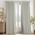 RYB HOME 100% Blackout Cream Curtains, Linen Texture Thermal Insulated Drapes for Bedroom/Living Room/Office/Nuesery, Privacy Farmhouse Full Blackout Window Treatment, W52xL96 Inch Long, 2 Panels by RYBHOME