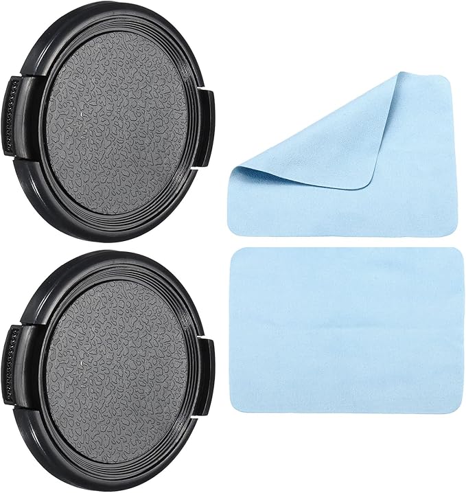 PATIKIL Camera Lens Cap, 2 Pack Sides Pinch Front Lens Cover with Microfiber Cleaning Cloth for 46mm Thread Universal DSLR Lenses for Nikon, for Fujifilm, for Pentax, for Leica by PATIKIL