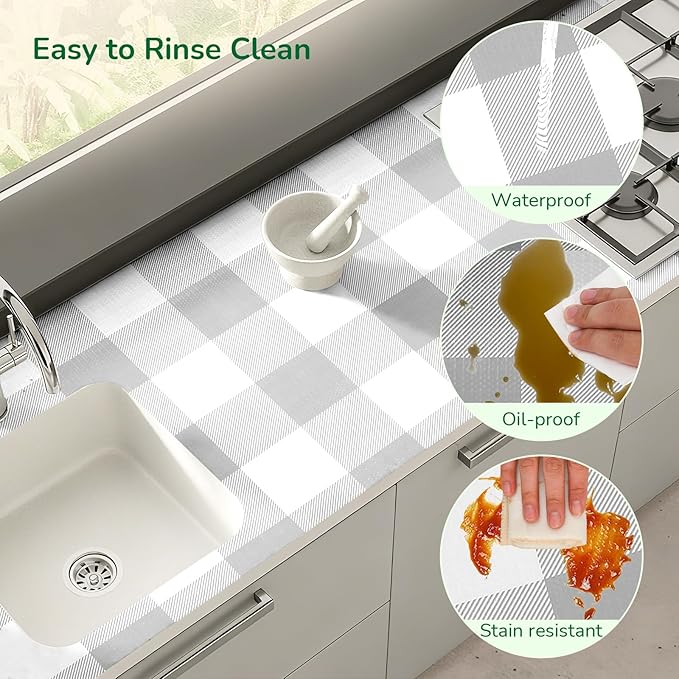 Shelf Liner for Kitchen Cabinets Non-Adhesive Drawer Liners Non-Slip Strong Grip Cabinet Liners Thickened Paper for Shelves, Dresser, Cupboard, Tool Box, Pantry, Bathroom Drawers Gray 11.8In x 10FT - Image 3