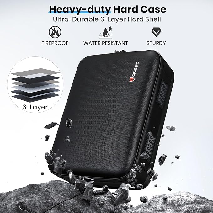 Fireproof Document Box Double-Zip, Hard-shell Waterproof Fire Proof Bag with Lock & File Folder, Portable Safe Organizer for Home Office Documents, Important Valuables Storage, Travel/Emergency Carry - Image 3