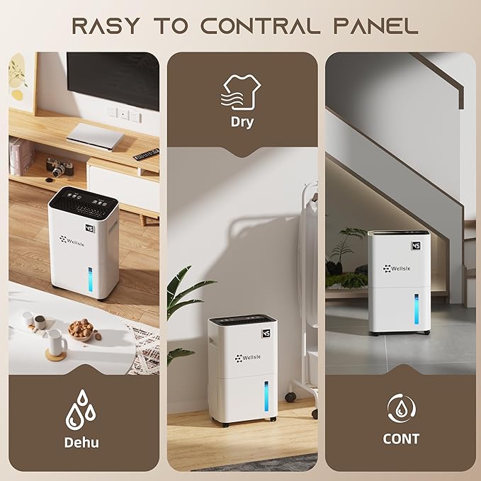 50 Pint Dehumidifier for Home, Basement with Drain Hose, 3500 Sq.Ft Dehumidifier, Ultra-Quiet for Bedroom - Intelligent Humidity Control - 24 Hour Timer. - Image 3