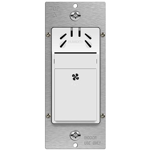 TOPGREENER Humidity Sensor Switch for Ventilation Fan, Air Moisture Detection, Bathroom Fan Automated Control, Neutral Wire Required, UL Listed, TDHS5-N, White by TOPGREENER
