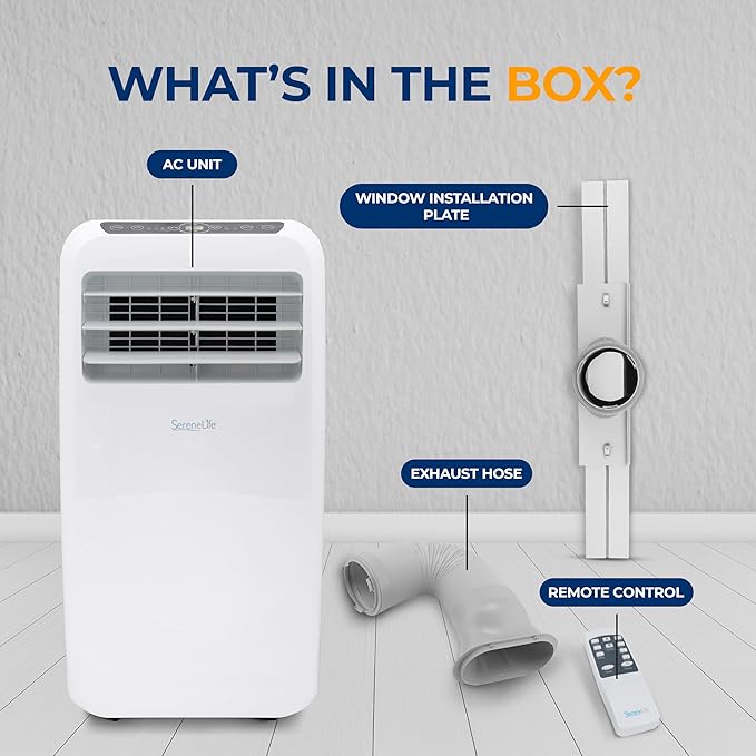 SereneLife Small Air Conditioner Portable 10,000 BTU with Built-in Dehumidifier - Portable AC unit for rooms up to 450 sq ft - Remote Control, Window Mount Exhaust Kit - Image 7