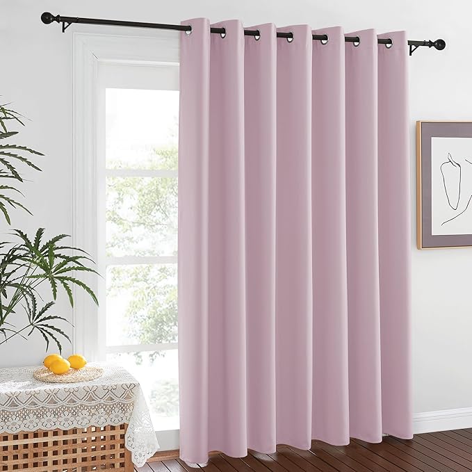 NICETOWN Room Darkening Baby Pink Curtains W100 x L84 for Sliding Door, Grommet Thermal Insulated Light Blocking Window Treatments for Bedroom/Living Room, 1 Panel by NICETOWN
