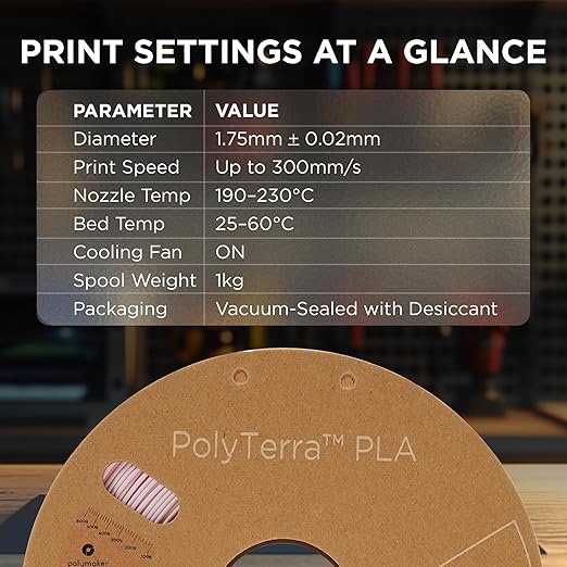 Polymaker Matte PLA Filament Sakura Pink 1.75mm 1kg 3D Printing Filament, PolyTerra 3D Printer PLA Filament - Image 6