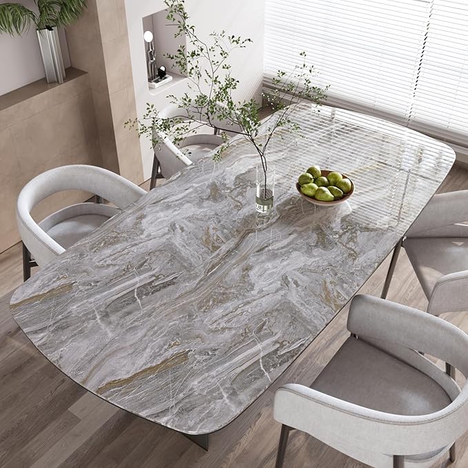CRE8TIVE Slate Grey Gold Marble Wallpaper Peel and Stick Glossy Marble Contact Paper for Countertops Waterproof 12"x354" Thick Self Adhesive Removable Wallpaper for Bathroom Bedroom Cabinets Shelves - Image 2