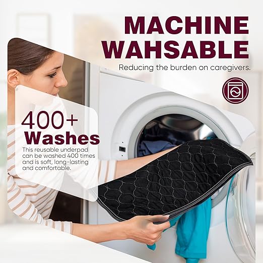 Waterproof Chair Pads for Incontinence 4 Pack Reusable Seat Protector Pads 22" x 21" Washable Chair Protector Seat Cover Chucks for Chairs Adults Elderly Kids Pets Black - Image 5