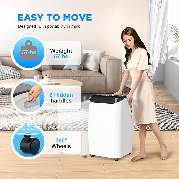 12000 BTU Portable Air Conditioners with Remote Control, 3-in-1 Free Standing Cooling AC Unit with Fan & Dehumidifier, Cools Room up to 500 sq.ft, Smart/Sleep Mode,3 Speed,24H Timer,Window Kit - Image 9