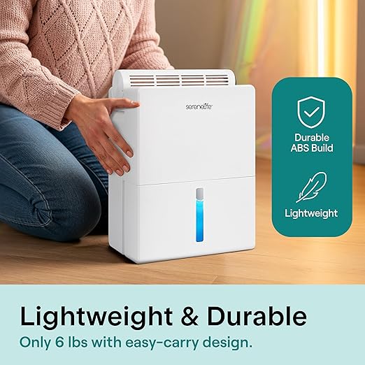 SereneLife Dehumidifiers for Home, 91 Oz Quiet Dehumidifier for Bedroom, Bathroom, Basement with Removable Cylinder For Closet, Timer, Sleep Mode & Smart Humidity Control, Covers 1500 Sq. Ft, White - Image 6