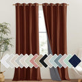 NICETOWN 100% Absolutely Blackout Linen Curtains with Thermal Insulated Liner, 52" Wide, 2 Panels, 120" Long Drapes, Grommet Retro Burnt Orange Linen Curtains Vertical Drapes Privacy for Bedroom by NICETOWN