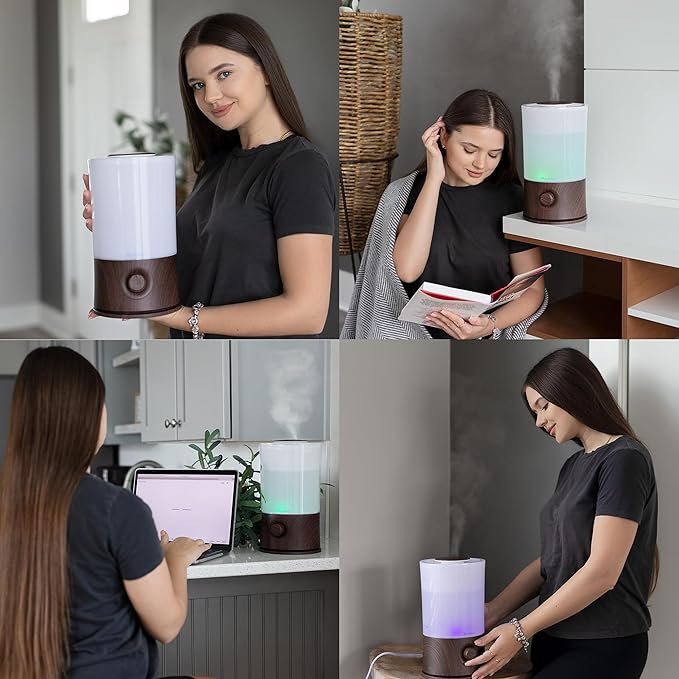 BlueHills Premium 2000 ML XL Essential Oil Diffuser Aromatherapy Humidifier for Large Room Home 40 Hour Run Huge Coverage Area 2 Liter Extra Large Capacity Diffuser High Mist Dark Wood Grain E003 - Image 2