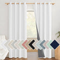 NICETOWN 100% Absolutely Blackout Linen Curtains with Thermal Insulated Liner, Greyish White, 52" Wide, 90" Length Energy Saving Curtains for Living Room 2 Panels Set, Vertical Blinds by NICETOWN