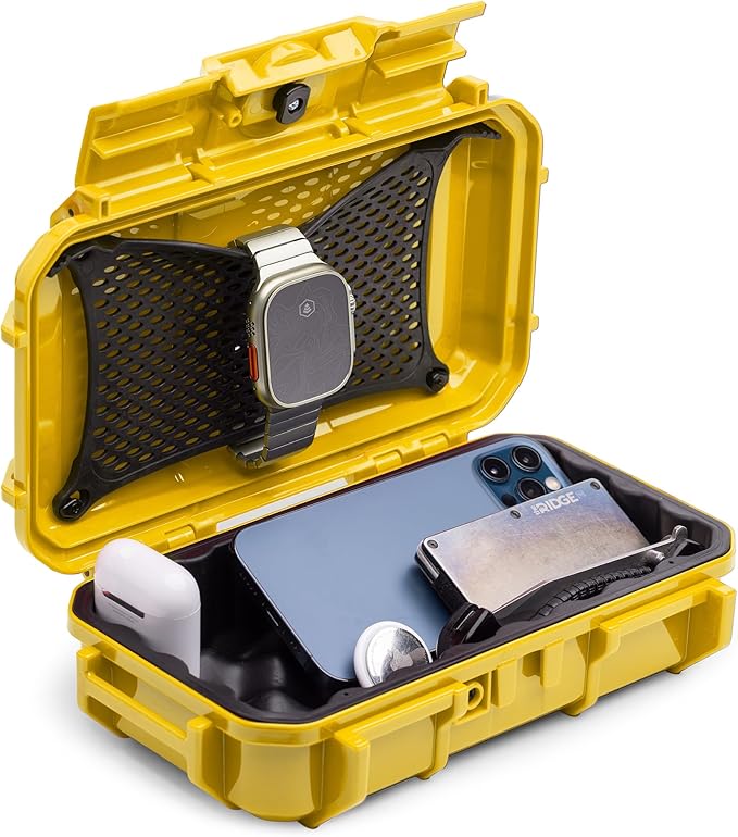 Evergreen 56 Dry Box - EDC Tough Protective Case USA Made for Organization of Cameras, Phones, Camping, Fishing, Hiking, Water Sports (Yellow) by EvergreenCases
