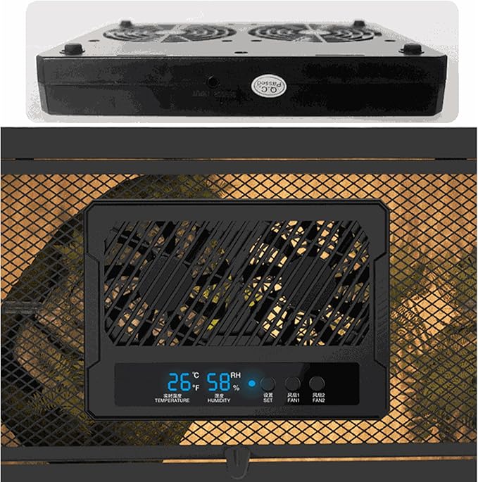 Reptile Fan & Terrarium Dehumidifier – Smart Dual-Row Humidity Fan for Reptile Tank, Snake, Gecko, Bearded Dragon Enclosure - Image 6