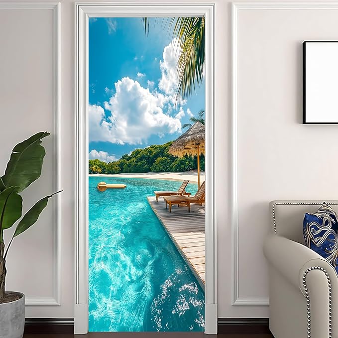 3D Door Decals Stickers Peel Stick Wall Murals Vinyl Wallpaper Self-Adhesive Mural Door Covers Decorative for Furniture Home Decor Wrinkle-Resistant Waterproof - Image 2