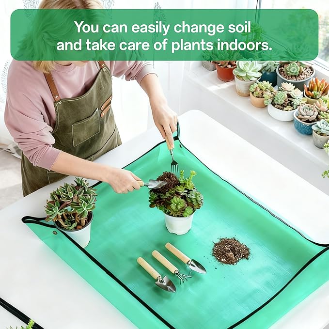 5-Piece Gardening Tool Set with Repotting Mat, Mini Garden Tools for Indoor Plants, Waterproof Potting Mat, Garden Gifts for Women & Men, Succulent Tools Set - Image 5