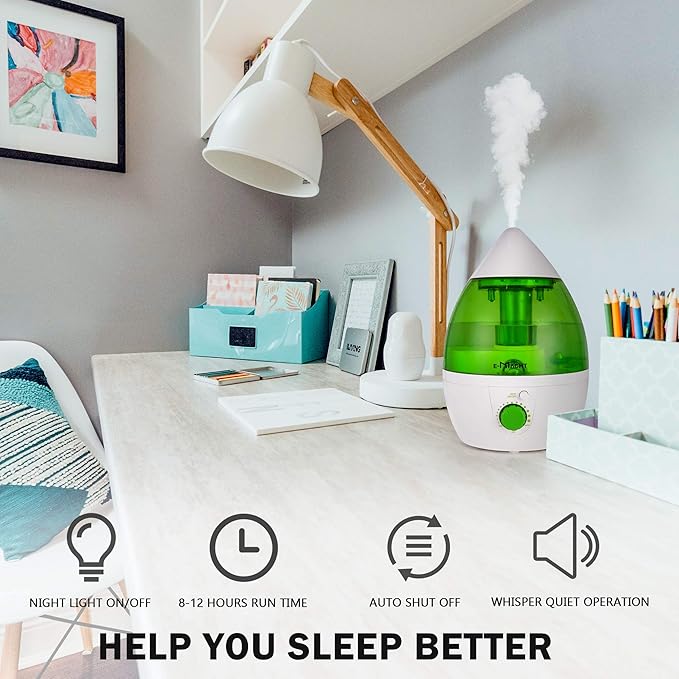 TRY & DO Small Plant Humidifier Indoor Up to 12 Hours 1L Air Humidifier With Optional Night Light 360° Nozzle Humidifiers for Bedroom - Image 3