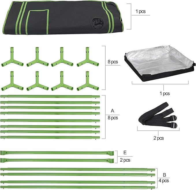 JungleA 2x2 Small Grow Tent, High Reflective Mylar Hydroponic Growing System, 24" x 24" x 36" Indoor Growing Tent Greenhouse Box Kit w/Window & Tray, Home Plant Farmer Flower, Mushroom, Veg Grow Box - Image 7