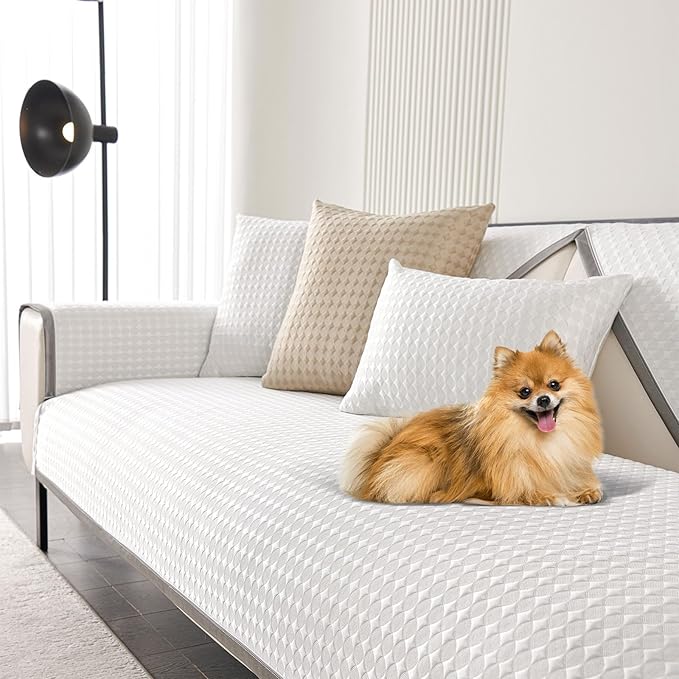 OTOB Cooling Dog Couch Cover Ice Silk Fiber, Washable & Non Slip Sofa Slipcovers Pet Mat, Soft Dog Bed Couch Cover Cooling Mat, Durable Pet Friendly Furniture Protector All Seasons (Cream, 36"*70") by OTOB