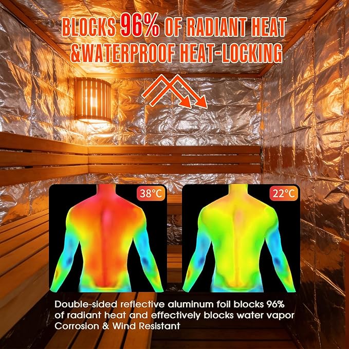 Sauna Foil Vapor Barrier, 500 sqft Aluminum Insulation Roll Heavy-Duty Non-Perforated Reflective Thermal Barrier for Energy Efficient Sauna, Attic, Garage and Crawl Space (4FT x 125FT) - Image 3