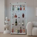 Yoluckea 4-Tier Glass Display Cabinet with Bluetooth LED Light Strip, 2-Door Floor Standing Curio Cabinet with Universal Wheel for Home Office Display, White Glass Bookshelf for Collections, Clear Top by Yoluckea
